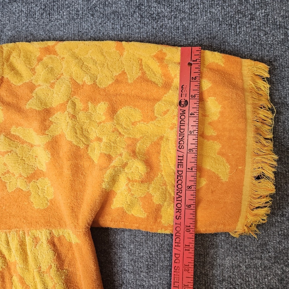 Vintage Terry Towel Handmade Cover Up Top MCM Cannon Orange Fringe - Picture 8 of 13
